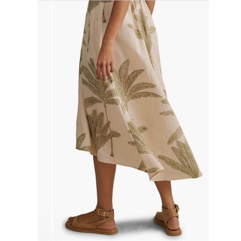 Reiss Anna Foliage Print Linen Midi Dress - Picture 5 of 14
